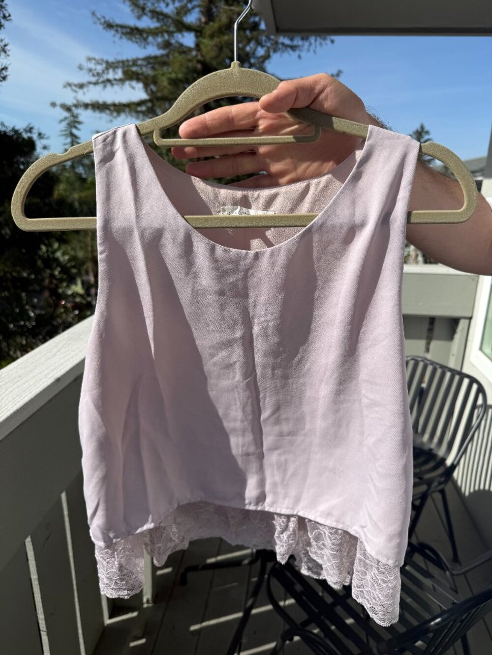 Grade & Gather Lavender Lace-Underlayer Tank Top (size S)